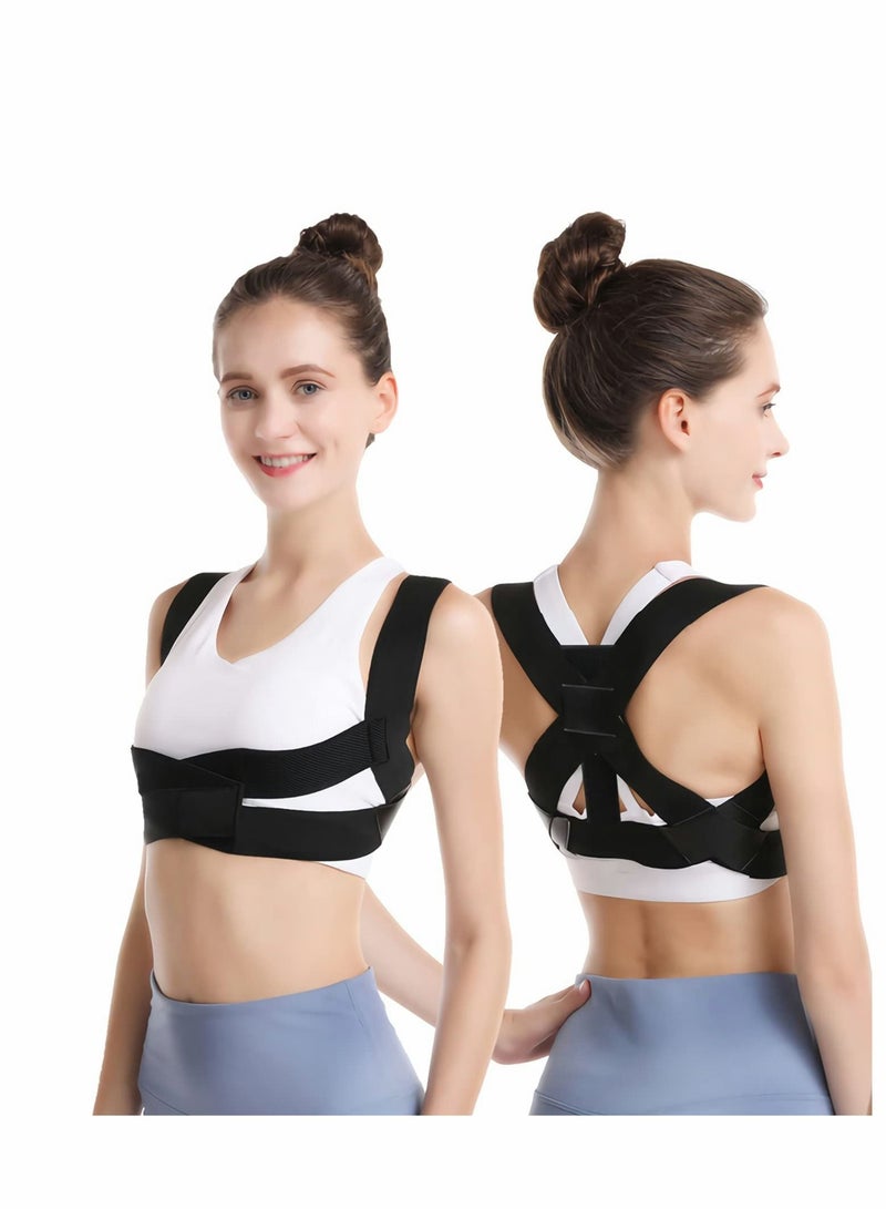 Back Brace Posture Corrector For Women And Men With Cotton Shoulder Pads, M Size Fully Adjustable Comfy & Breathable Back Straightener For Improve Posture And Relieving Back Pain
