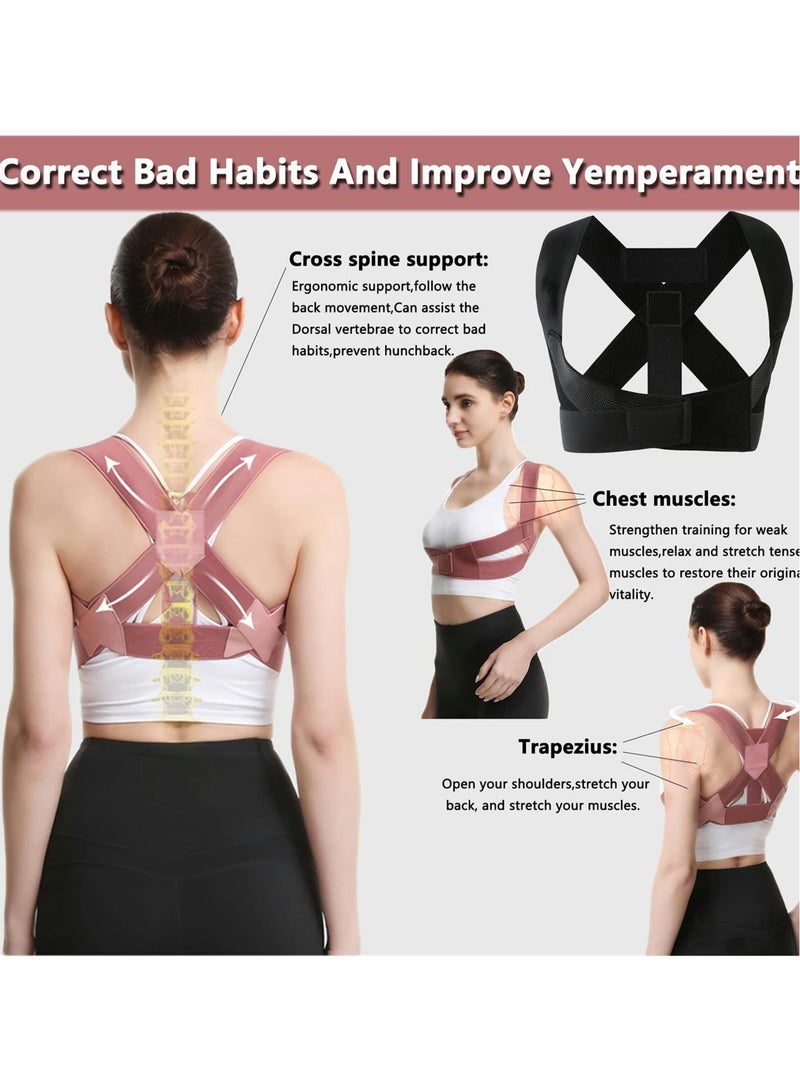 Back Brace Posture Corrector For Women And Men With Cotton Shoulder Pads, M Size Fully Adjustable Comfy & Breathable Back Straightener For Improve Posture And Relieving Back Pain