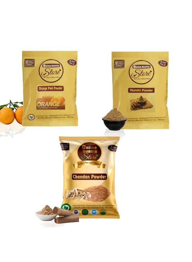 Face Pack For Glowing Skin And Pimples Combo Of Mulethi Powder (Licorice) (50 G) With Orange Powder (50 G) And Chandan Powder (50 G)150 Gm