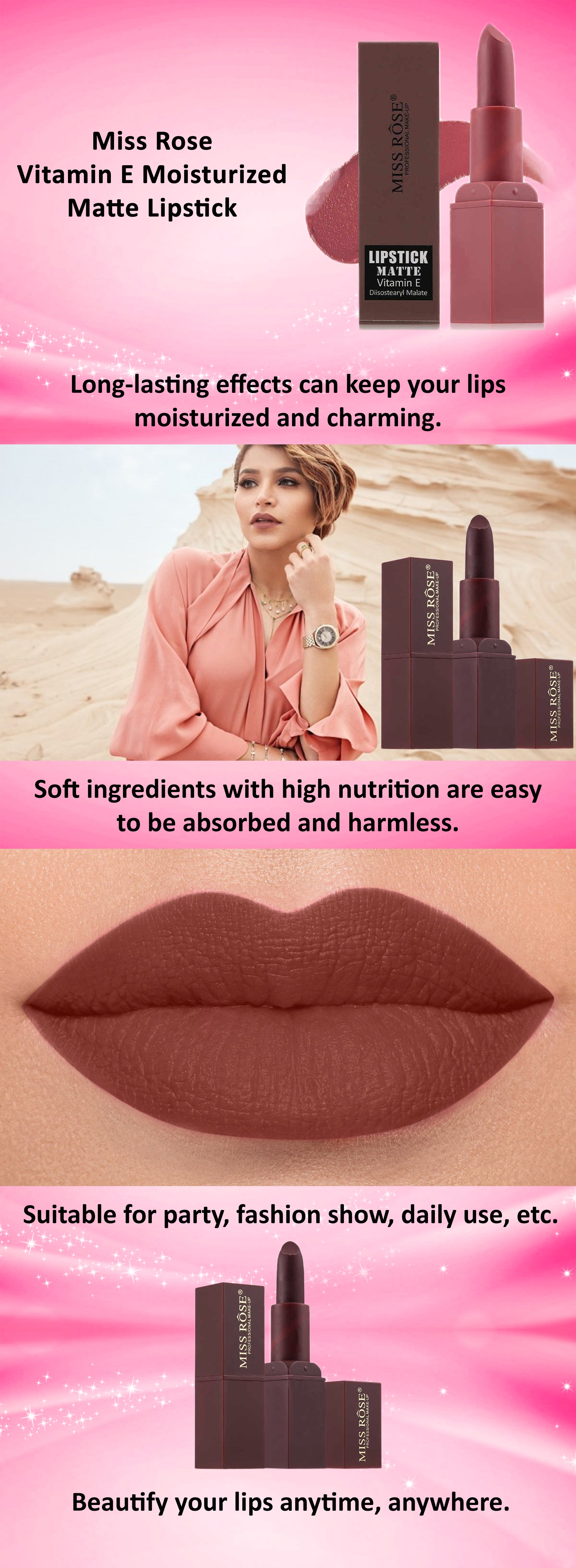 Vitamin E Moisturized Matte Lipstick 40 Inked Heart