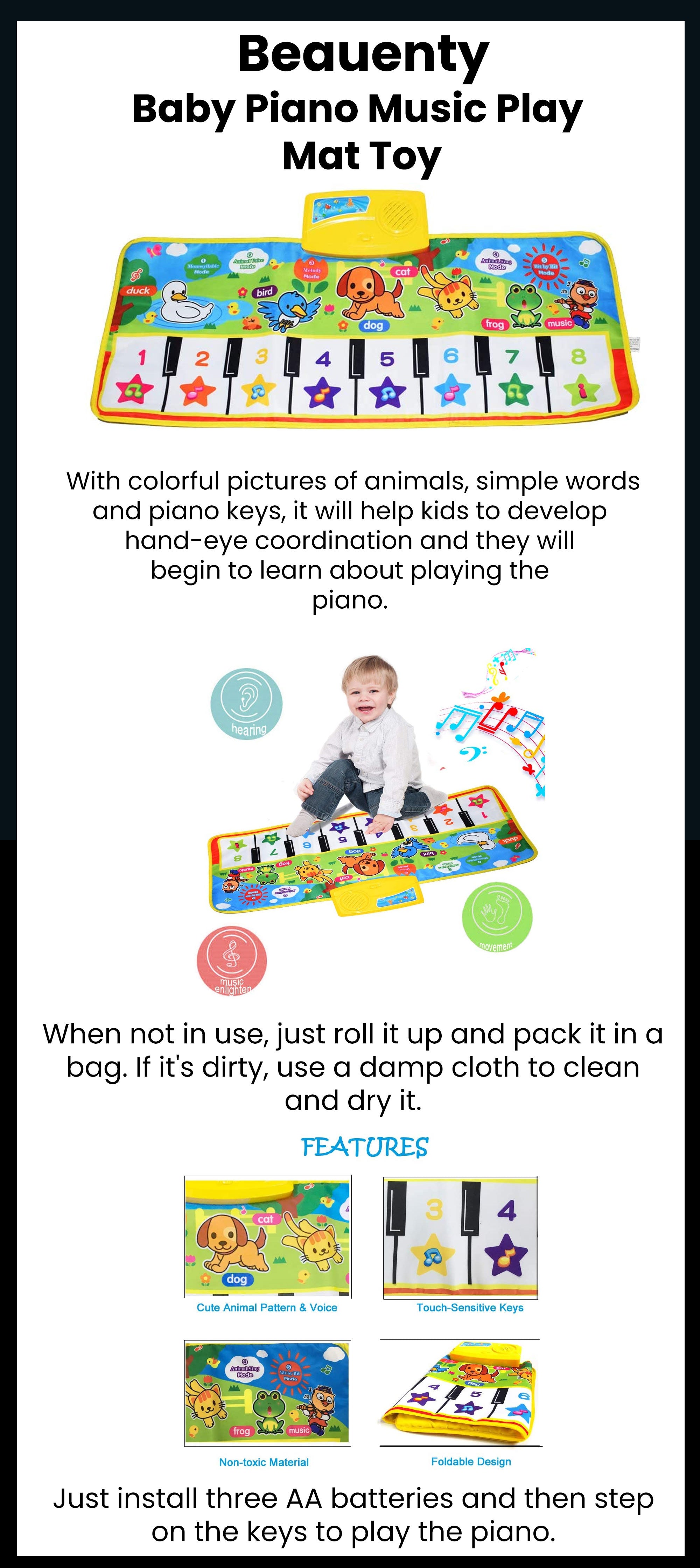 Baby Piano Music Play Mat Toy 73x28cm