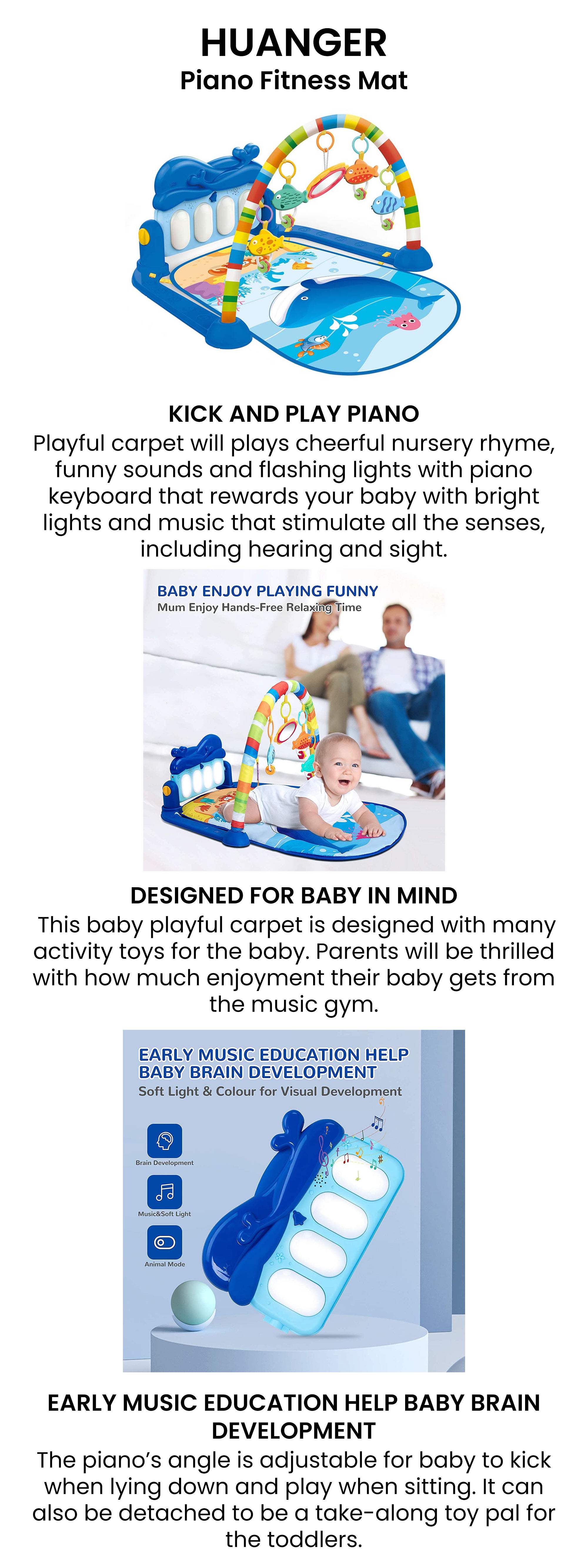 Multicolour Piano Fitness Mat With Music And Light, Upto 12 Months Old Kids 42x75x60cm