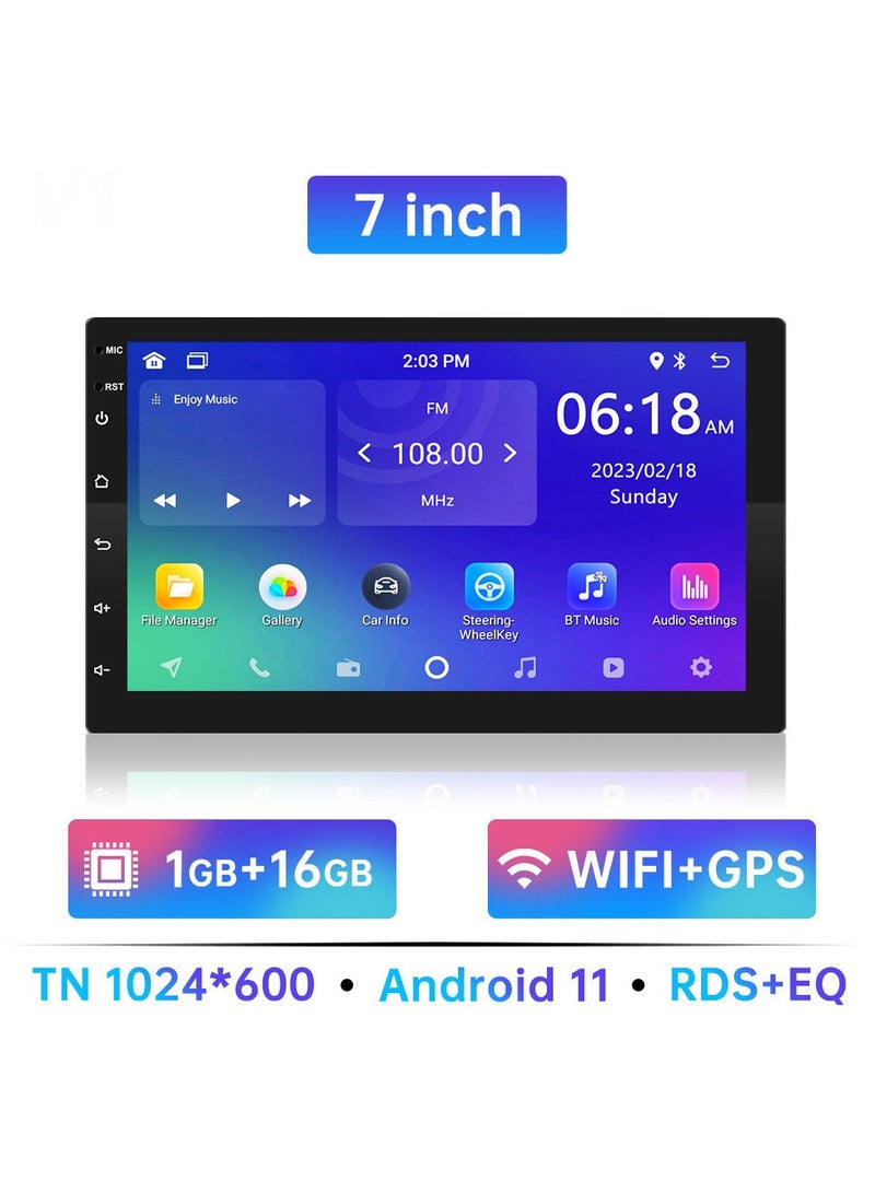 Car Audio Multimedia Player, Android Double Din Car Stereo,  7 Inch HD Touch Screen Car Radio Audio System with GPS Navigation For Hyundai Nissan Toyota Kia, ( 7Inch 1 16G )