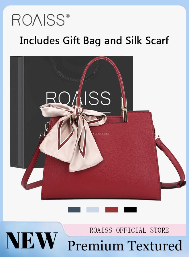 Exquisite Elegant Handbags for Women Large Capacity Premium Ladies Shoulder Crossbody Bags with Silk Scarf and Gift Bag Perfect Gifts for Mother Wife Bridal Suitable for Ramadan Wedding or Casual Time