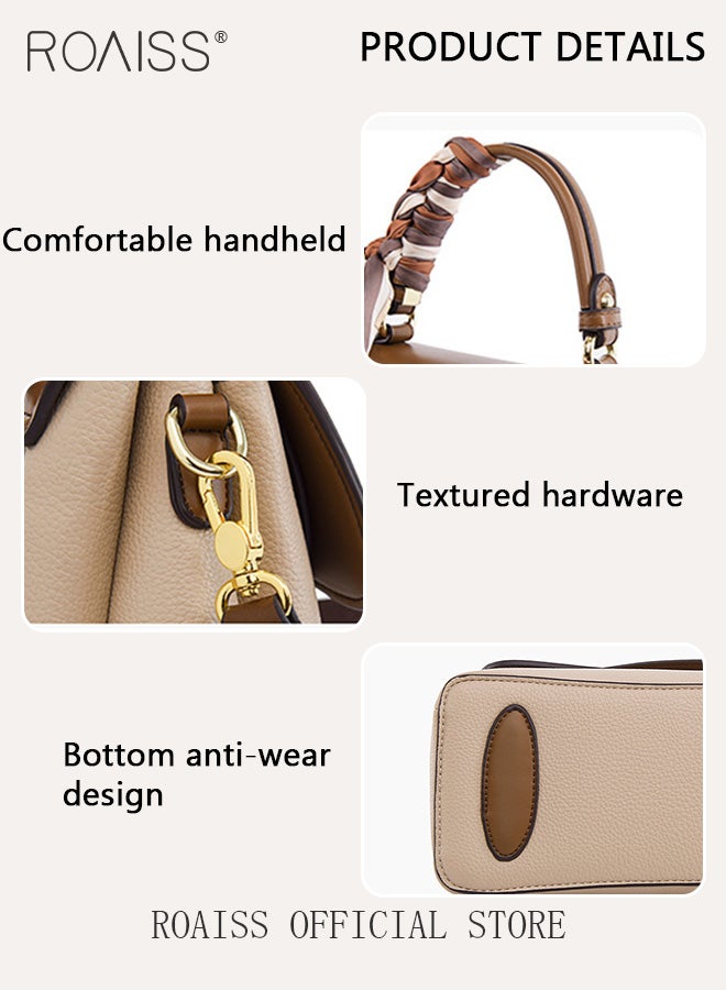 Premium Textured Satchel Handbag for Women Exquisite Elegant Ladies Shoulder Crossbody Bags with Silk Scarf and Gift Bag Gifts for Mom Wife Bridal Suitable For Leisure Birthday Gift or Ramadan