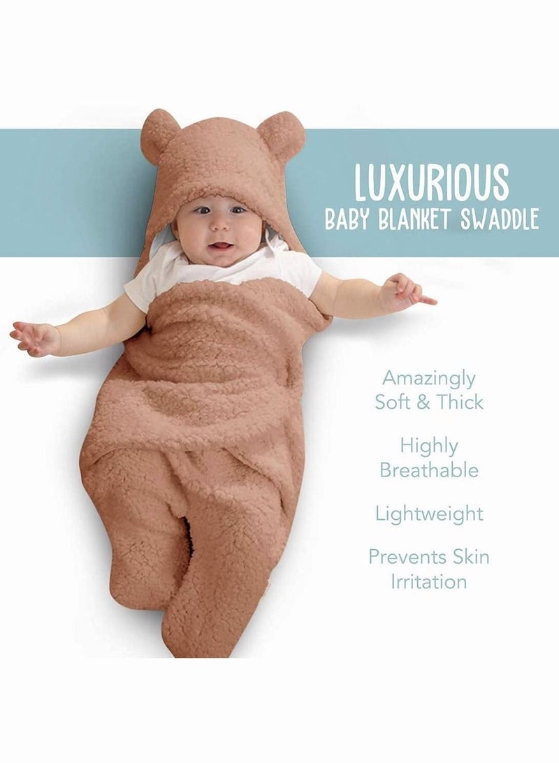 Baby Swaddle Blanket, SYOSI Ultra-Soft Plush Essential for Infants 0-6 Months, Receiving Swaddling Wrap, Ideal Newborn Registry and Toddler Boy Accessories, Perfect Baby Girl Shower Gift (Brown)