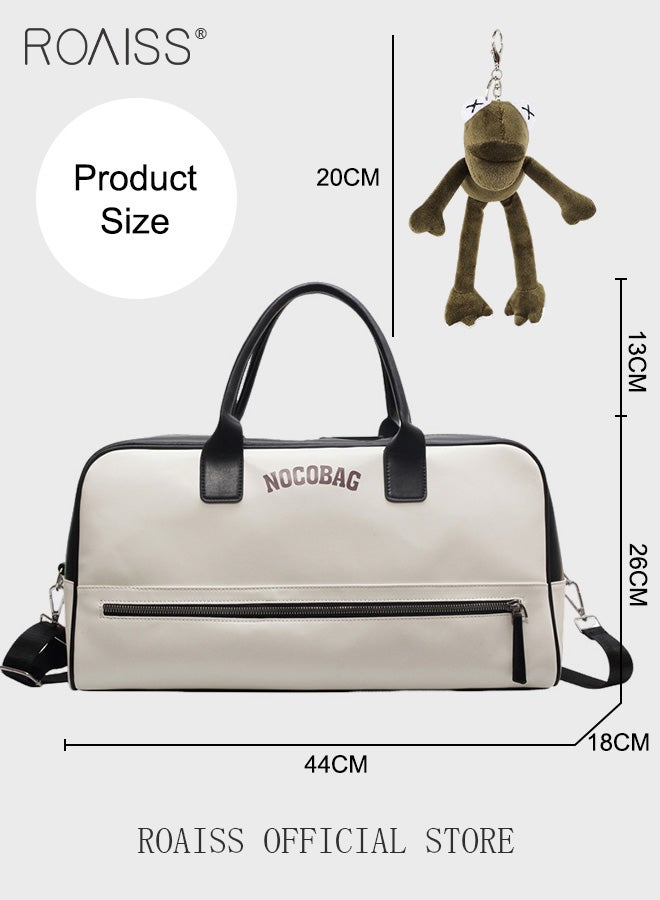 Unisex Multifunctional Fitness Bag Large Capacity Ideal for Short Trips Dry and Wet Separation Scientific Compartmentalization Versatile Travel Duffel Carry On Luggage with Frog Pendant