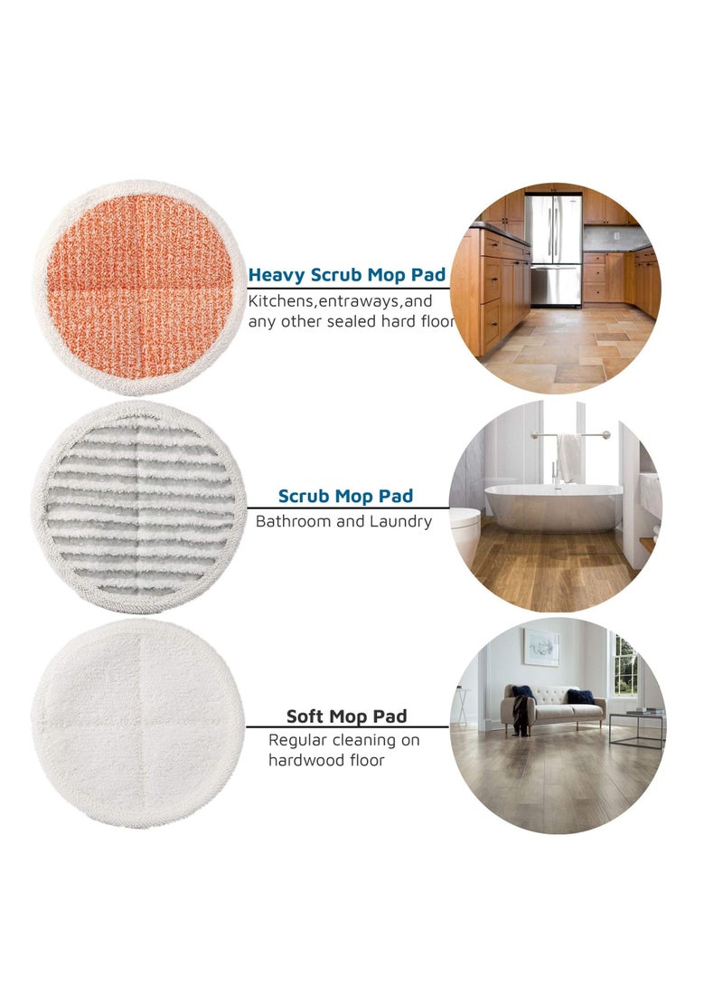 6-PCS Replacement Pads Compatible with Bissell Spinwave 2124, 2039A, 2307, 23157, 20391, 20399 Electric Hard Floor Mops, Replacement Mop Pads (White, Orange, Off-White Strips)