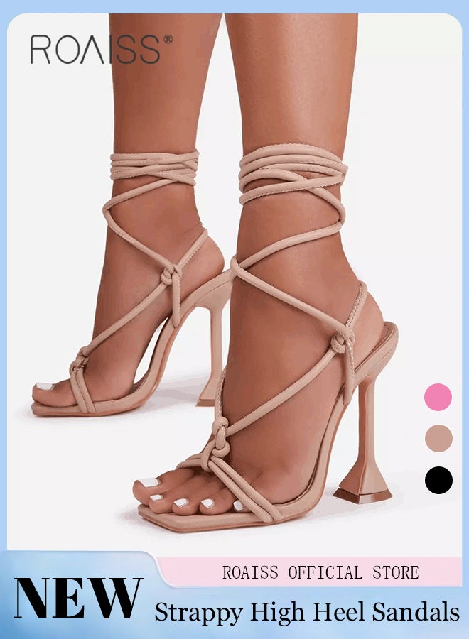 Women Square Toe High Heels Strappy Design for an Elegant and Charming Look Ergonomic Footbed with Arch Support for Comfortable Wear Sleek and Stylish Stiletto Heels Perfect for Evening Events