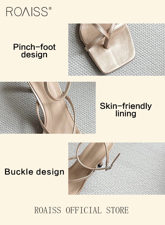 Women Square Toe Slingback High Heels Ankle Strap Design to Enhance Ankle Appearance Stable and Easy Wear Toe Clip High Heels for Women Sleek and Elegant Stiletto Heel Perfect for Evening Events