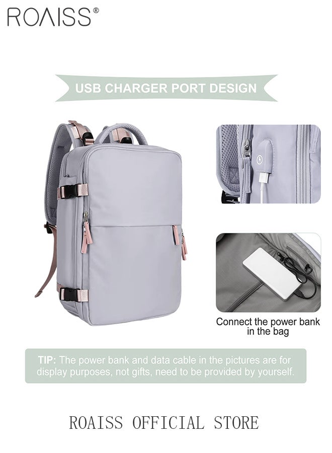 Travel Backpack for Men Women Carry On Backpack with USB Charging Port Shoe Compartment Flight Approved College School Bag Casual Knapsack for Weekender Business Hiking