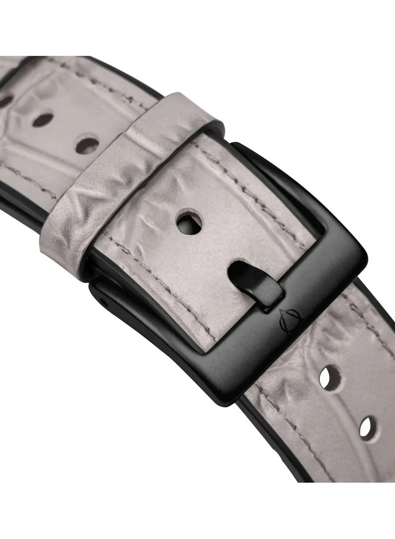 A-Case its My Case Javan Series Genuine Leather Band Compatible with Apple watch Series Ultra 1/2 ,7,6,5,4,3, SE Sizes 42/44/45/49MM B - White