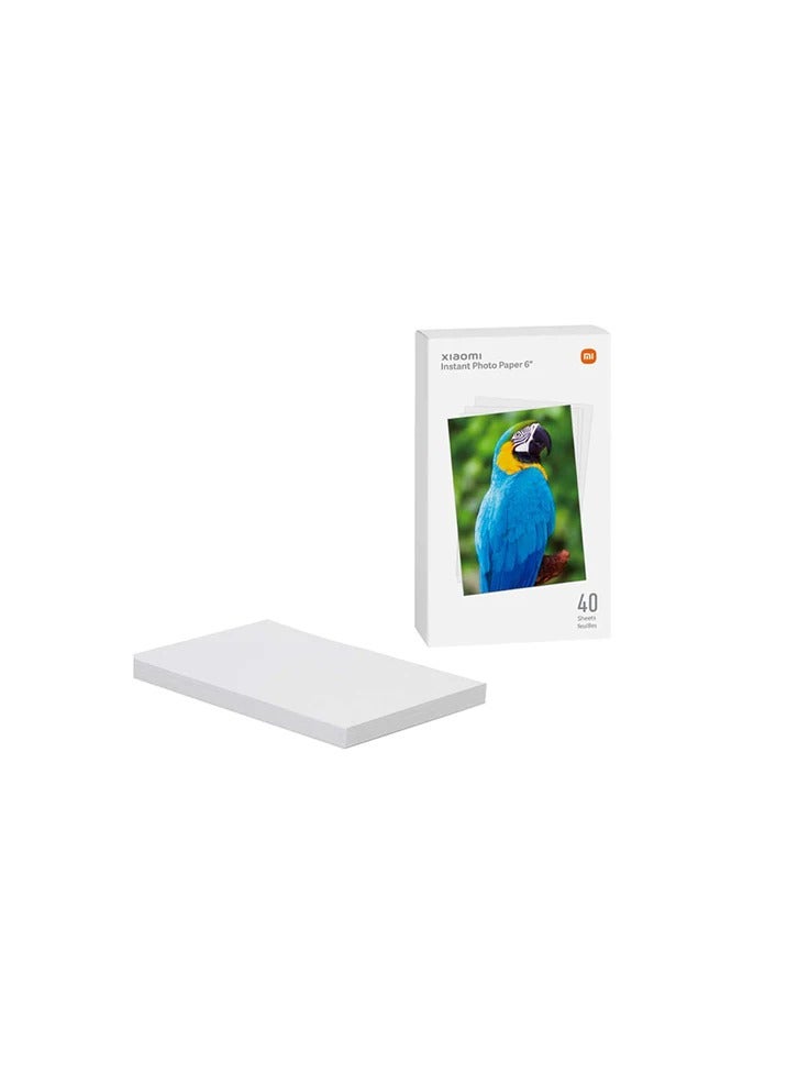 Xiaomi TEJ4006CN Instant Photo Paper 40 Sheets Photo Paper 3 Inches Size for Digital Small Photos Compatible With Xiaomi Instant Photo Printers Suitable for Various Printing Needs - White