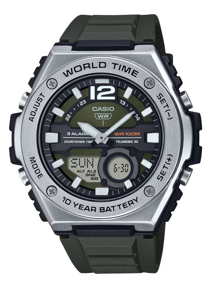 Standard Analog Digital Resin Strap Green Dial Quartz MWQ-100-3AV Men's Watch
