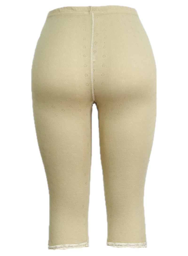 3- Pieces Women's Perforated Cotton Bermuda Beige