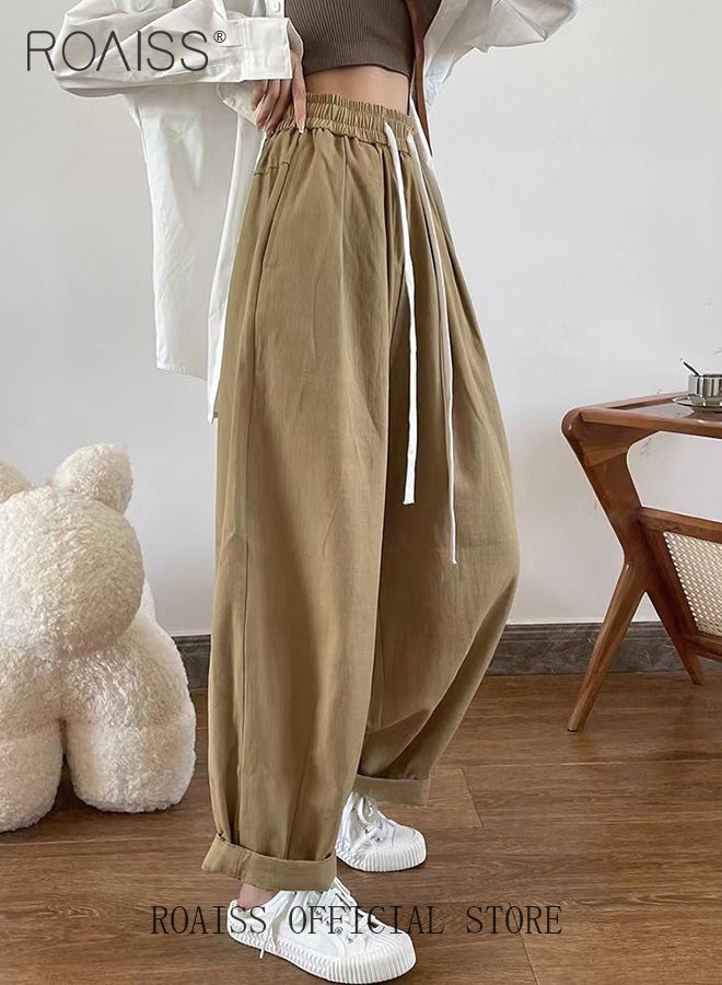 Women High Waisted Wide Leg Pants with Loose Fit High Waisted Design Casual Workwear Trousers with Skin Friendly Fabric Fashionable and Versatile Suitable for Work and School