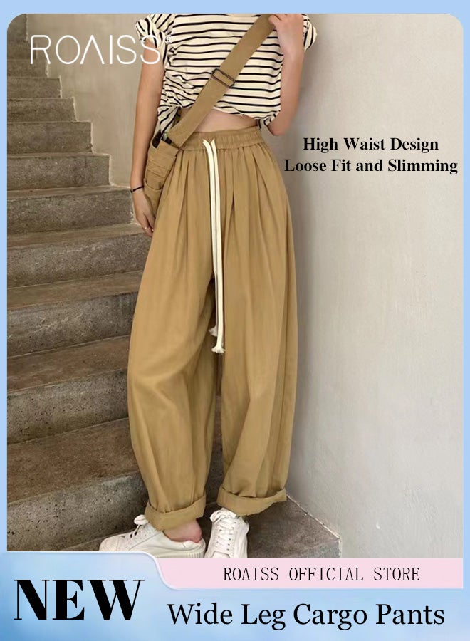 Women High Waisted Wide Leg Pants with Loose Fit High Waisted Design Casual Workwear Trousers with Skin Friendly Fabric Fashionable and Versatile Suitable for Work and School