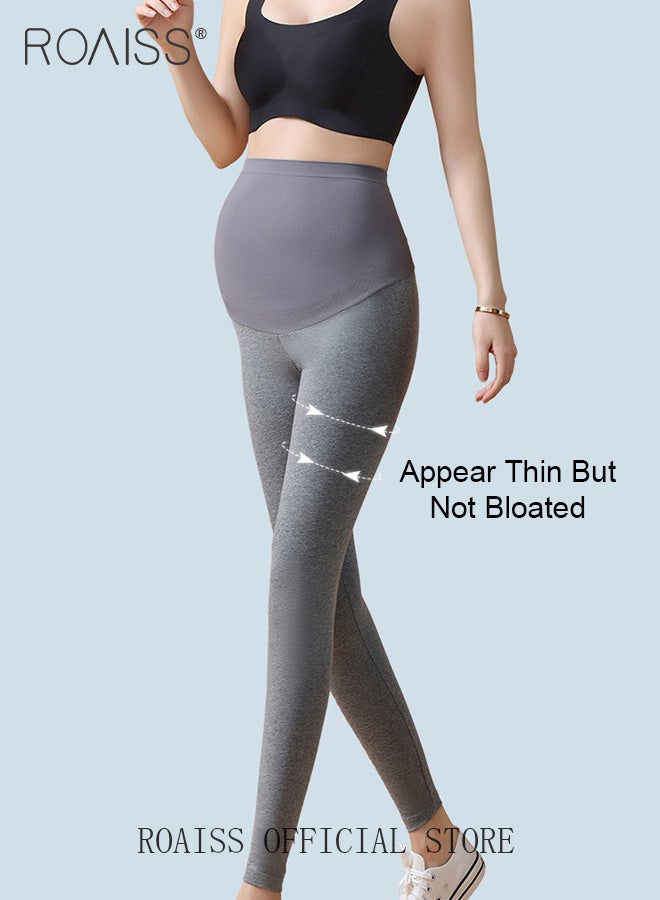 Plus Size Maternity Support Pants Maternity Leggings with Belly Support Relieve Waist Pressure Comfortable and Skin Friendly Fabric with Stretch and Non-Constricting