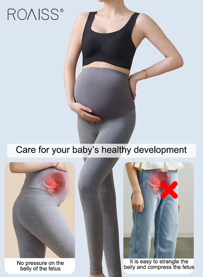 Plus Size Maternity Support Pants Maternity Leggings with Belly Support Relieve Waist Pressure Comfortable and Skin Friendly Fabric with Stretch and Non-Constricting