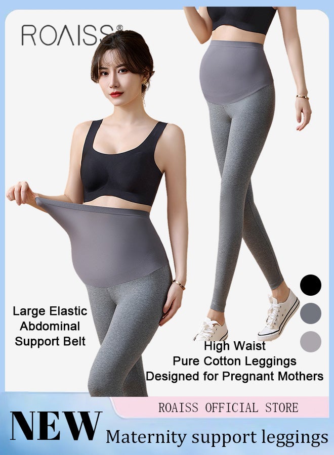 Plus Size Maternity Support Pants Maternity Leggings with Belly Support Relieve Waist Pressure Comfortable and Skin Friendly Fabric with Stretch and Non-Constricting