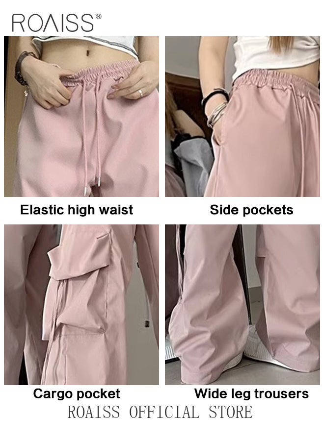 Women Utility Pants with Loose Fit Wide Leg Trousers for Women Solid Color Design with Flowy Belt Accessories Casual and Lengthening Pants for Women High Waisted and Relaxed Style