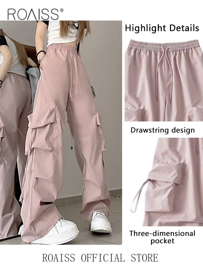 Women Utility Pants with Loose Fit Wide Leg Trousers for Women Solid Color Design with Flowy Belt Accessories Casual and Lengthening Pants for Women High Waisted and Relaxed Style