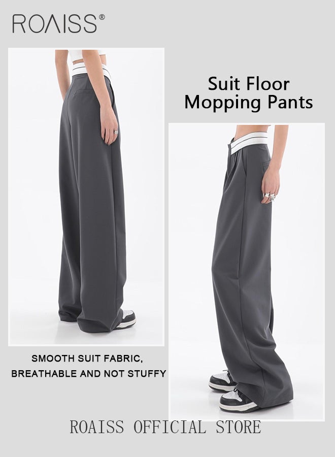 Women Drapey Suit Pants Casual Wide Leg Trousers with Loose Fit Flared Hem Design for a Slimming Look Straight Leg Pants Flatter All Body Types Suitable for Work and School