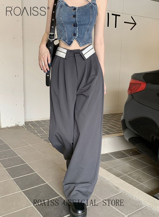 Women Drapey Suit Pants Casual Wide Leg Trousers with Loose Fit Flared Hem Design for a Slimming Look Straight Leg Pants Flatter All Body Types Suitable for Work and School