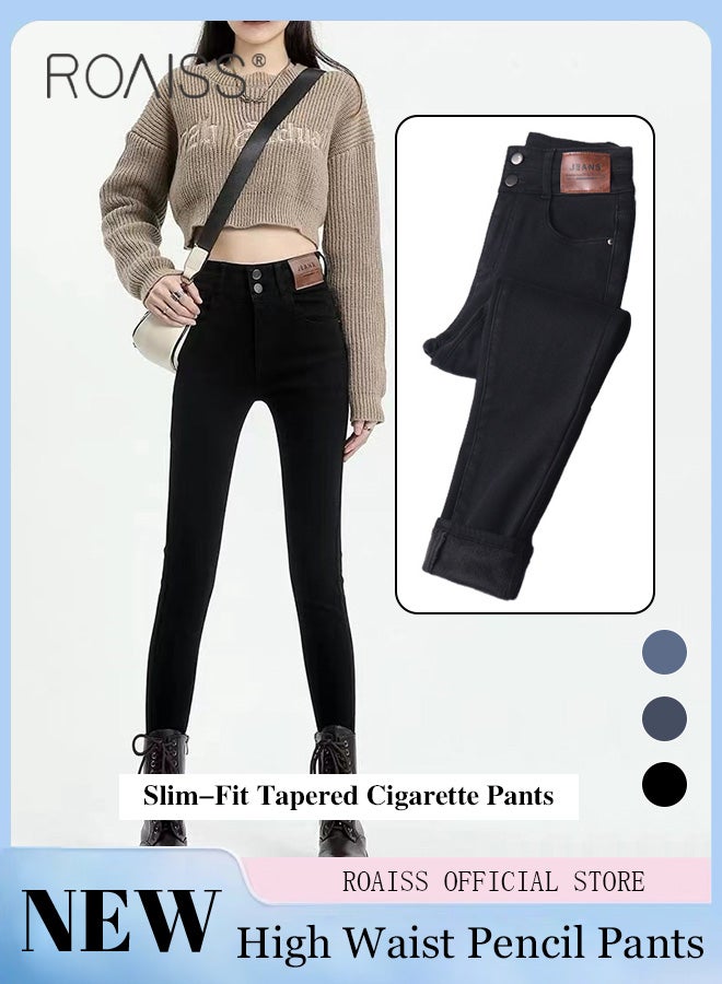 Women High Waisted Slim Fit Pants with Pencil Leg Design Versatile Cigarette Trousers Solid Color Suitable for Wearing as Bootcut Pants