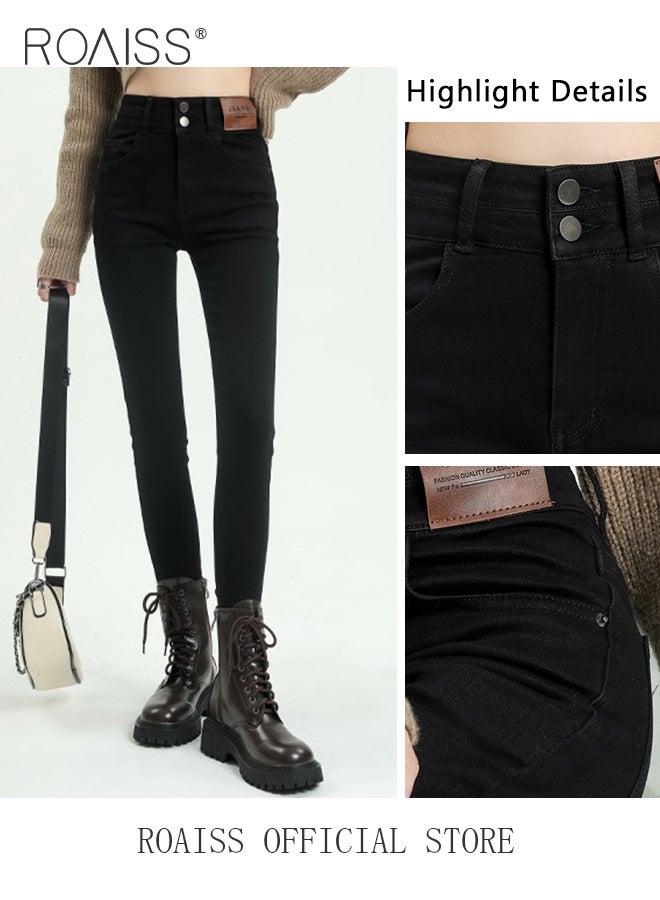 Women High Waisted Slim Fit Pants with Pencil Leg Design Versatile Cigarette Trousers Solid Color Suitable for Wearing as Bootcut Pants