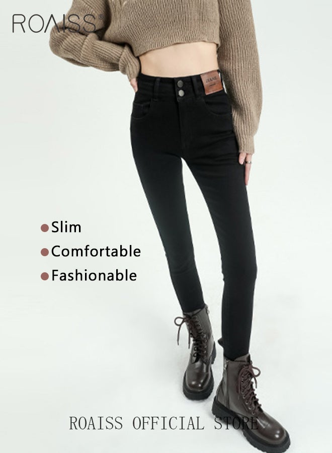 Women High Waisted Slim Fit Pants with Pencil Leg Design Versatile Cigarette Trousers Solid Color Suitable for Wearing as Bootcut Pants
