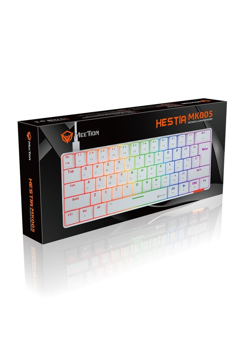 MEETION RGB Backlit Mini 61 Keys, 60% Mini Blue Switch Mechanical Keyboard Black MT-MK005