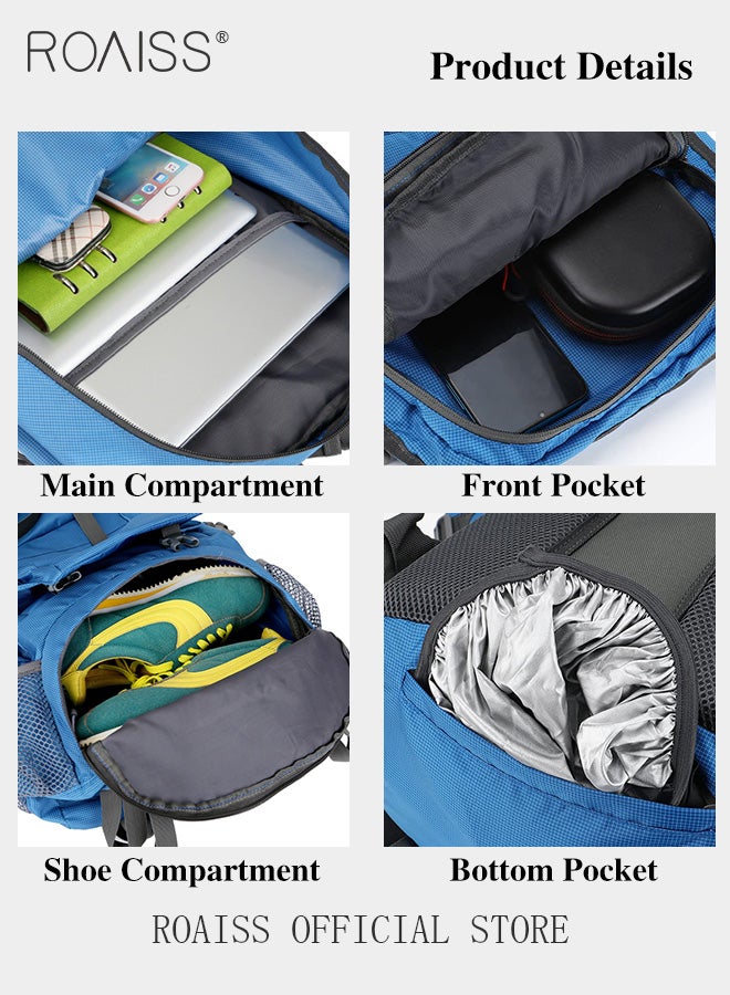 Multifunctional Outdoor Backpack for Unisex Large Capacity Mountaineering Bag with Durable Fabric Multiple Pocket Storage Design Includes Separate Shoe Compartment and Ergonomic Back with Air Cushioni