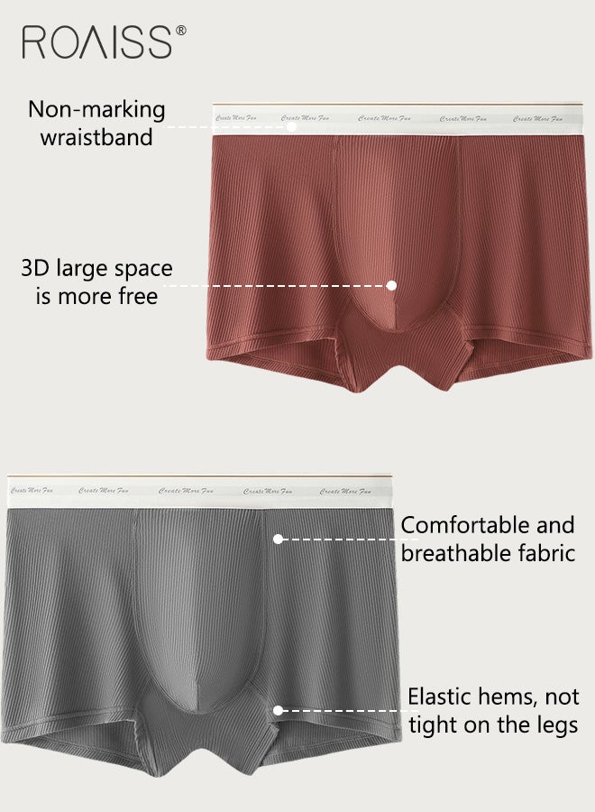 2 Pack Lettering Boxer Briefs Mens Trunks Underwear Cotton Boxer Briefs Short Leg Comfortable Underpants