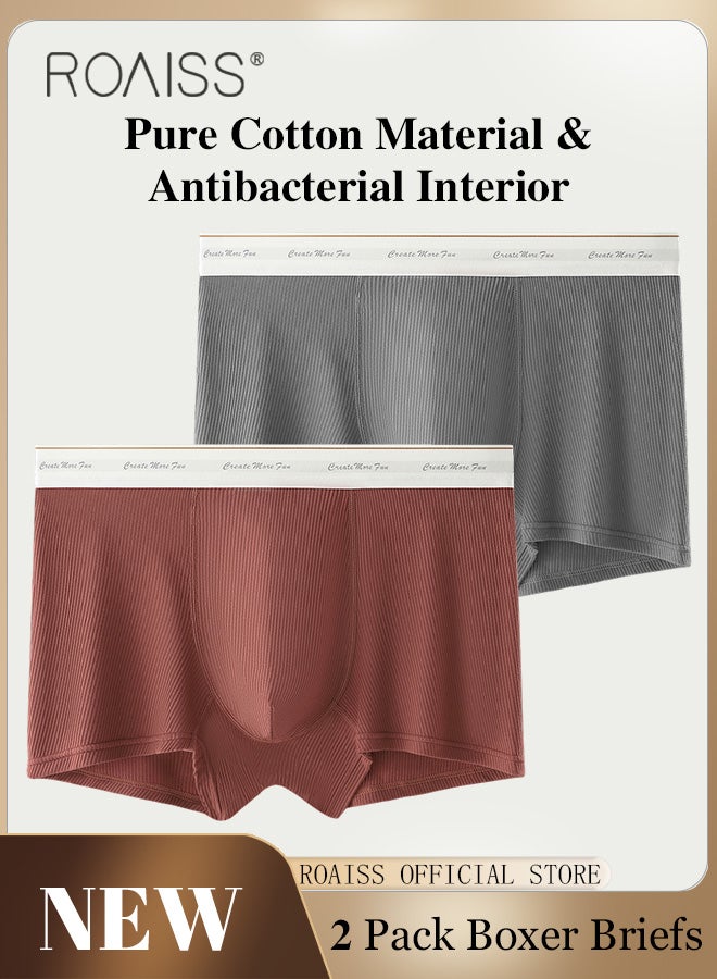 2 Pack Lettering Boxer Briefs Mens Trunks Underwear Cotton Boxer Briefs Short Leg Comfortable Underpants