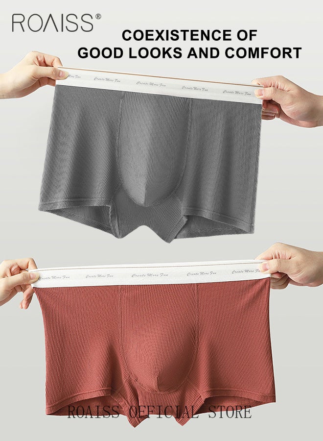 2 Pack Lettering Boxer Briefs Mens Trunks Underwear Cotton Boxer Briefs Short Leg Comfortable Underpants