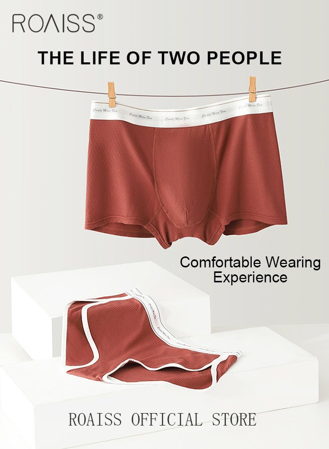 2 Pack Lettering Boxer Briefs Mens Trunks Underwear Cotton Boxer Briefs Short Leg Comfortable Underpants