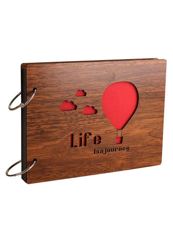Life Is A Journey Wood Cover Photo Album Book Brown/Red