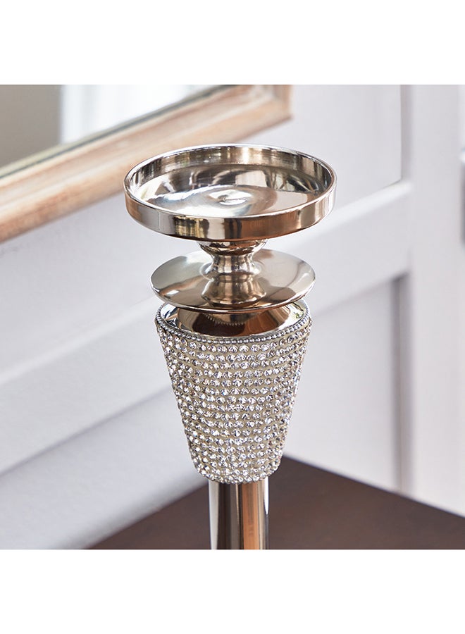 Linton Aluminium Candleholder with Premium Rhinestone Work 13 x 38 x 13 cm