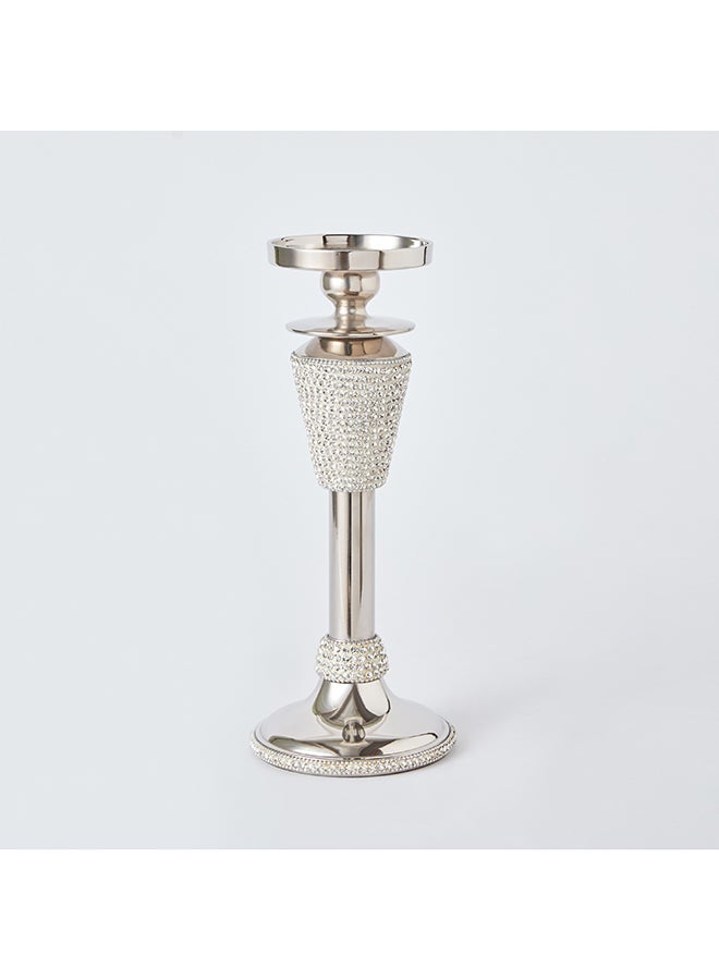 Linton Aluminium Candleholder with Premium Rhinestone Work 13 x 38 x 13 cm