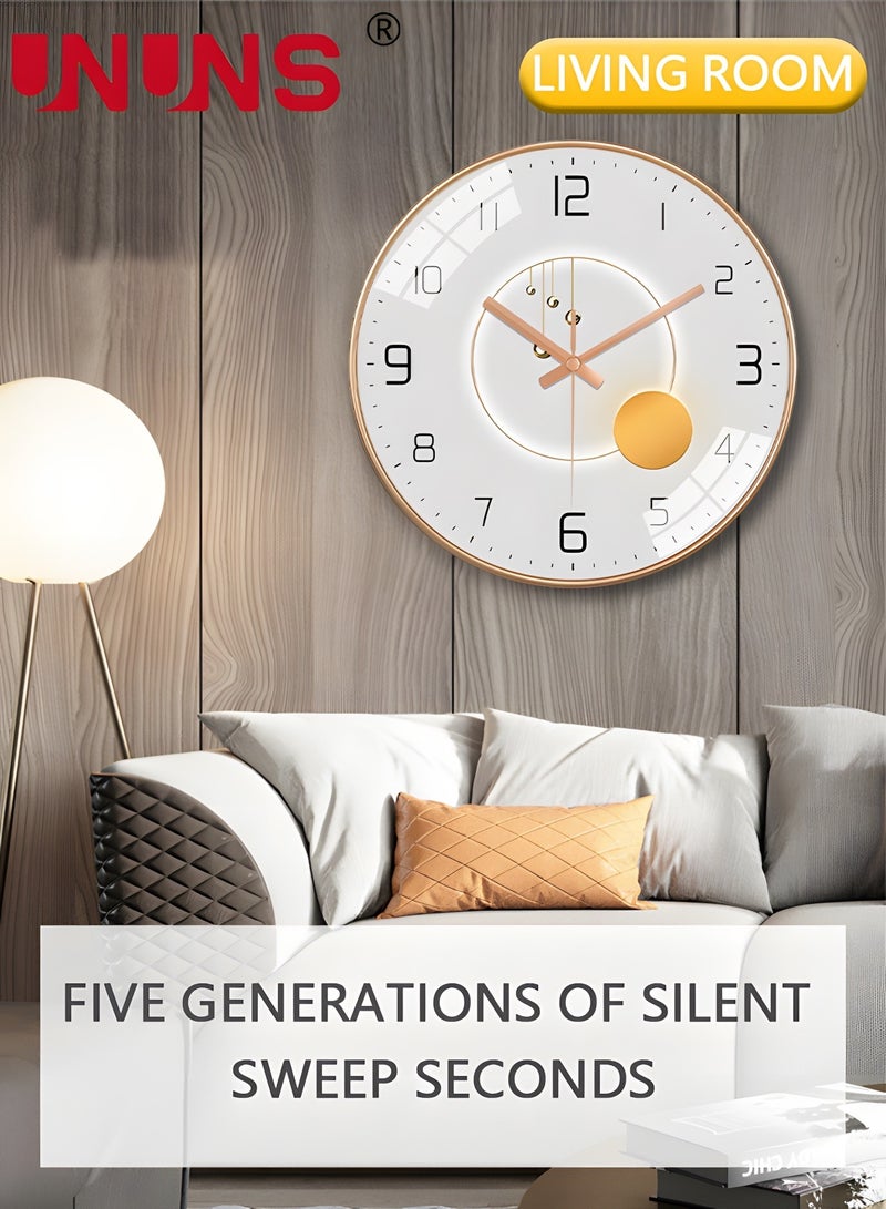 12 Inch Wall Clock, Silent Non-Ticking Wall Clock Glass Round Clocks Modern Quartz Clock, Modern Decorative Wall Clocks for Home Living Room Bedroom Kitchen