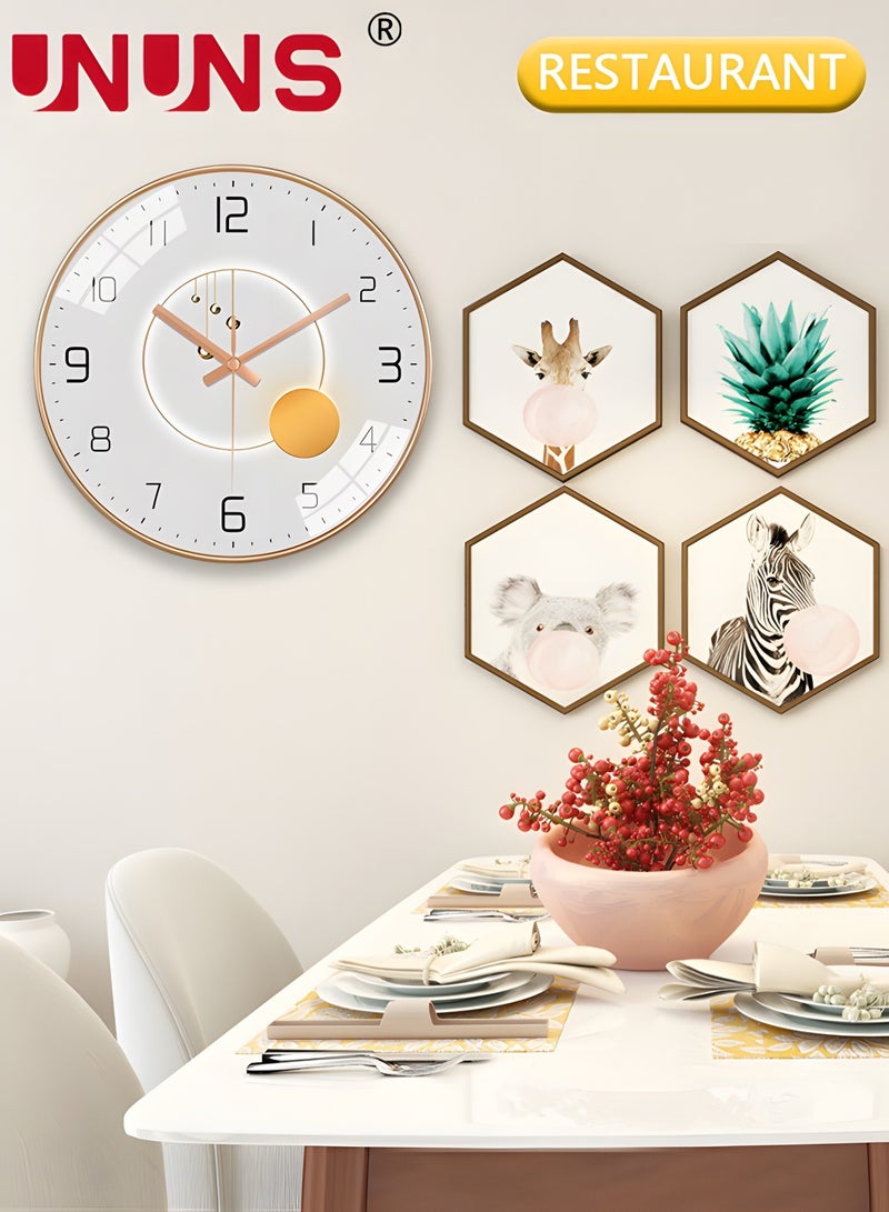 12 Inch Wall Clock, Silent Non-Ticking Wall Clock Glass Round Clocks Modern Quartz Clock, Modern Decorative Wall Clocks for Home Living Room Bedroom Kitchen