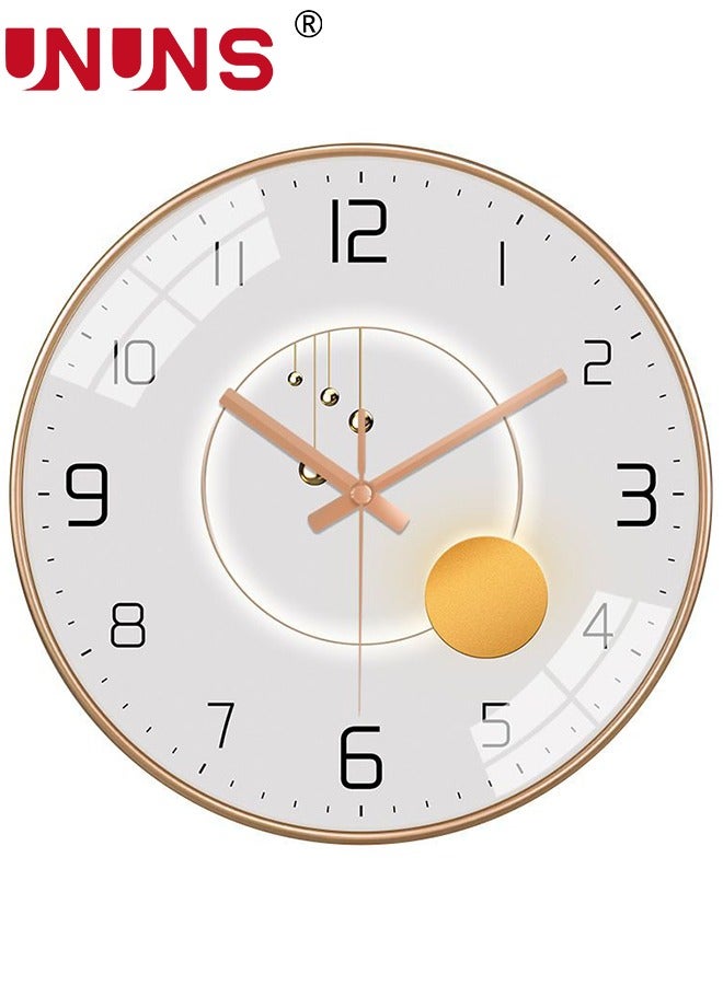 12 Inch Wall Clock, Silent Non-Ticking Wall Clock Glass Round Clocks Modern Quartz Clock, Modern Decorative Wall Clocks for Home Living Room Bedroom Kitchen