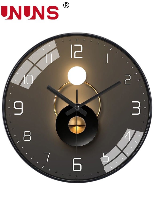 12 Inch Wall Clock, Silent Non-Ticking Wall Clock Glass Round Clocks Modern Quartz Clock, Modern Decorative Wall Clocks for Home Living Room Bedroom Kitchen