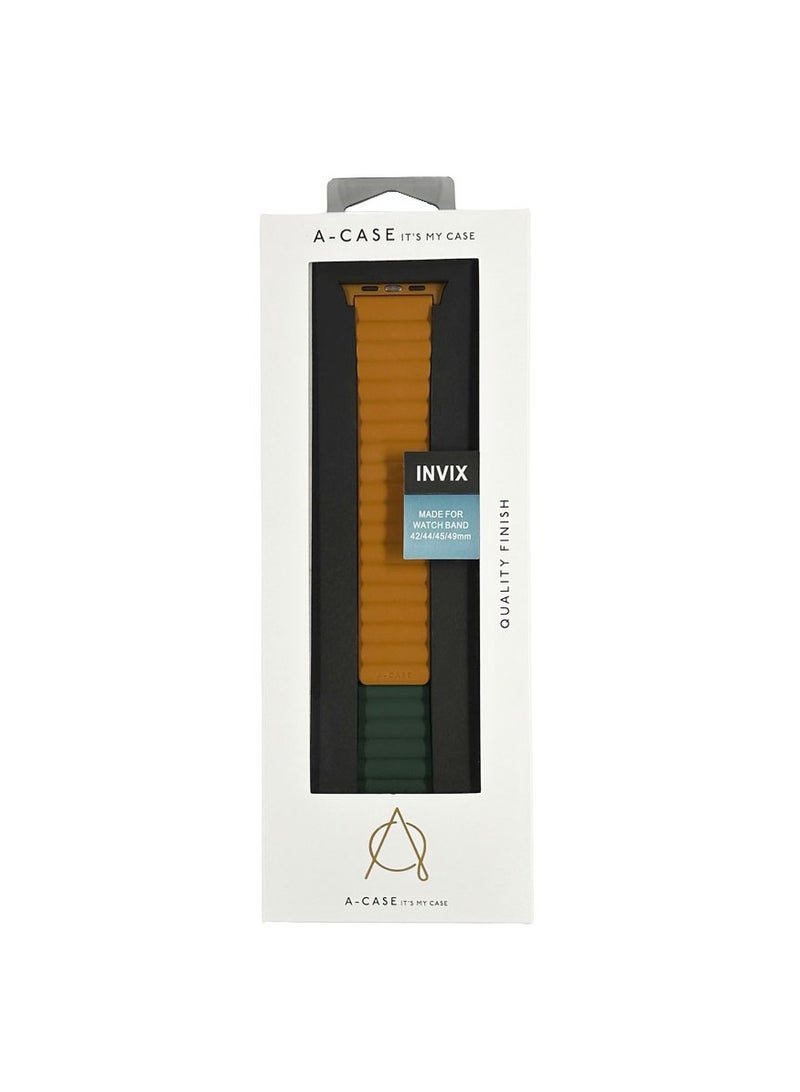 A-Case Its My Case Apple watch Strap, Reversible Magnetic Silicone Watch Strap for Apple watch Band 42/44/45/49MM-Green/Brown