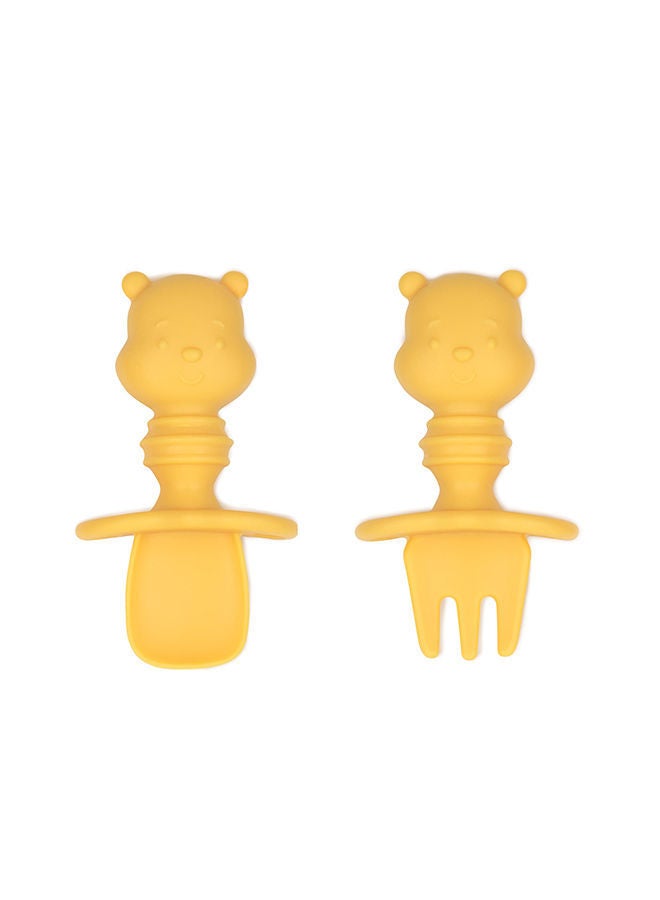 Winnie The Pooh Silicone Chewtensils, Baby Fork And Spoon Set