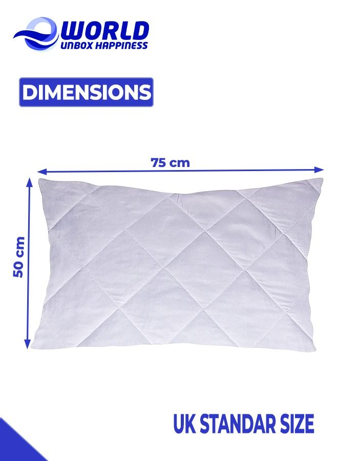 2 Pieces Luxurious Quilted Zipped Pillow Protectors for Ultimate Protection, Soft and Breathable Microfiber Cases, Hypoallergenic, Noiseless, Machine Washable, Ideal for Home, Hotel and Dormitory