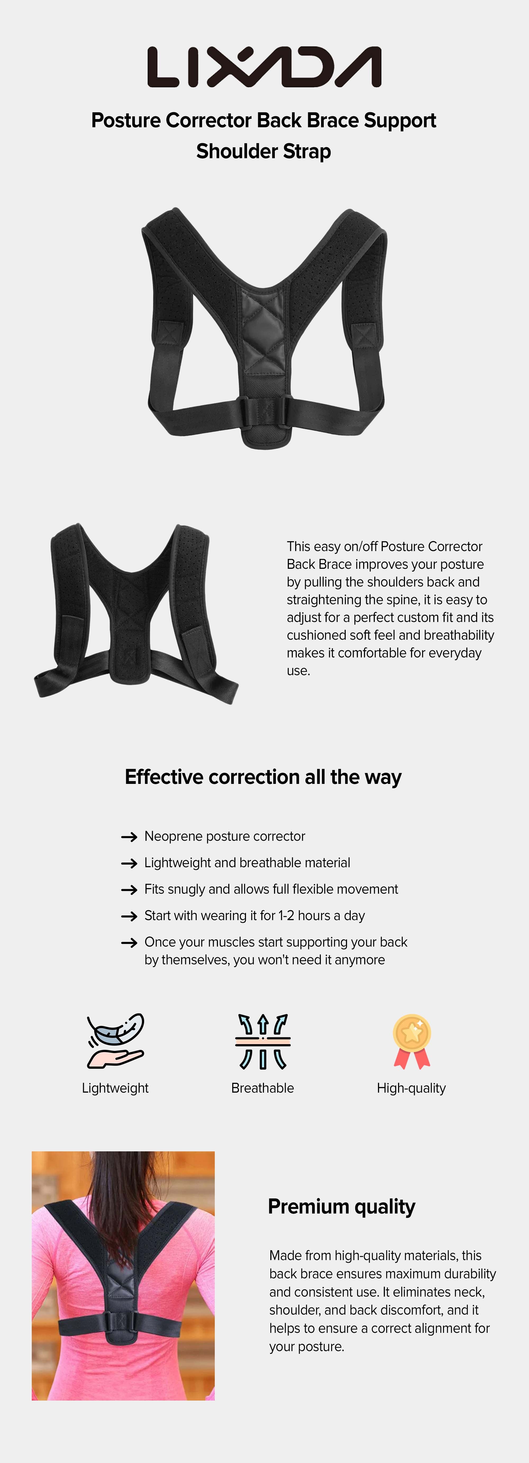 Posture Corrector Back Brace Support Shoulder Strap S