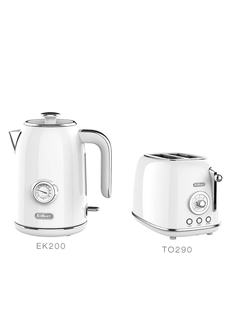 German Retro Style Kettle with Thermometer & Toaster wIth Removable Crumb Tray Set - Vintage Elegance for Modern Kitchens