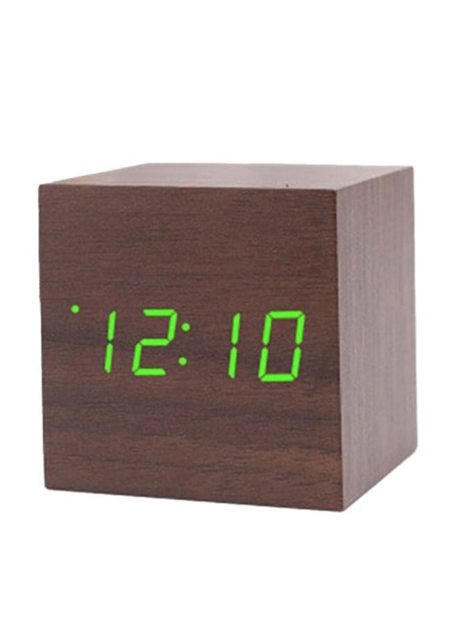 Wooden LED Alarm Clock Brown 6X6X6cm